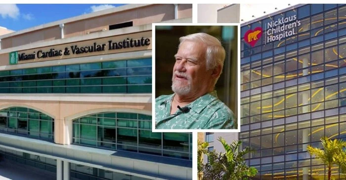 Carlos Perez photo in front of Baptist and Nicklaus Children's Hospital building background.