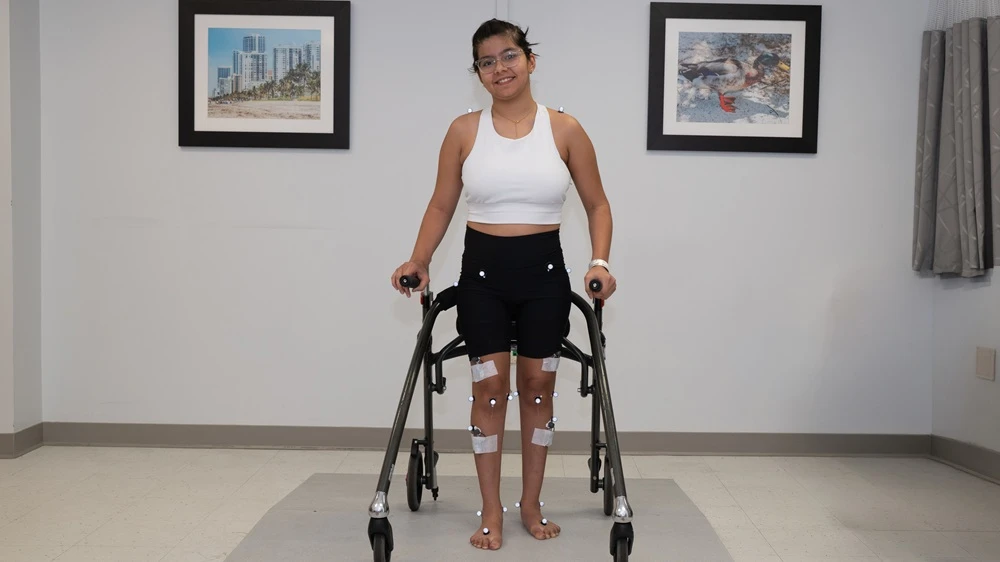 female patient participating in gait analysis.